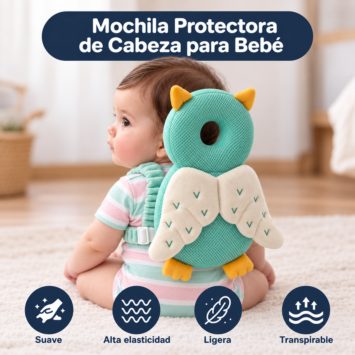 Mochila protectora de cabeza para bebé