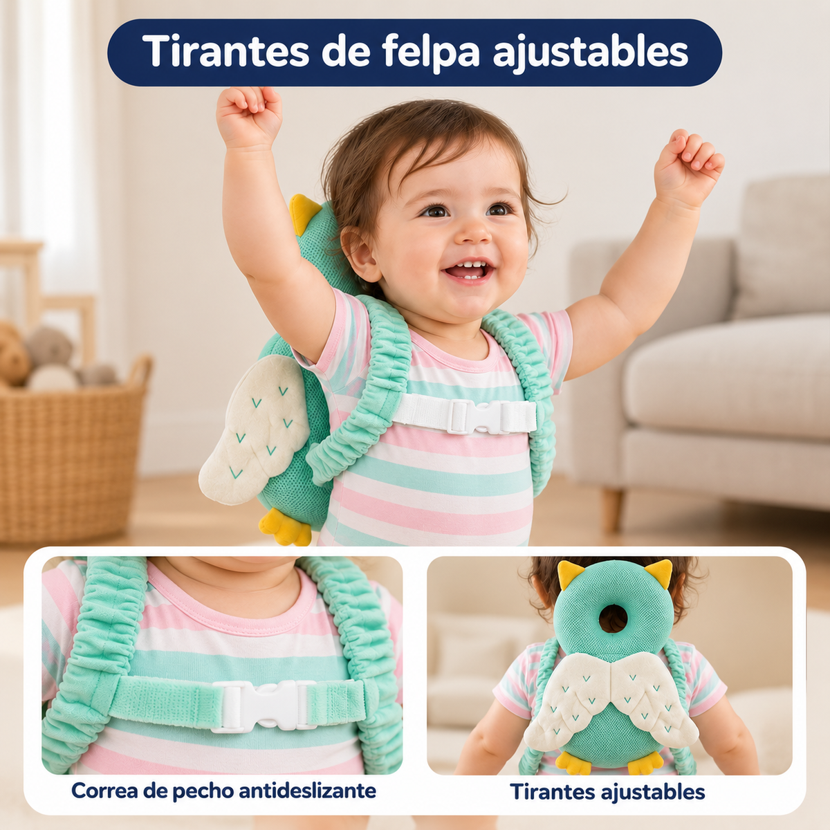 Mochila protectora de cabeza para bebé